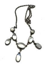 Vintage Moonstone Sterling Silver Lavalier Pendant Necklace