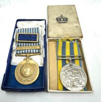 Korean War Medals Pair & Boxes named 19043876 Gnr. J Campbell R.A