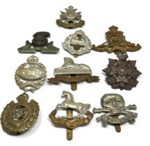 Military Cap Badges x 10 inc. Lancers- Notts & Derby East Lancs