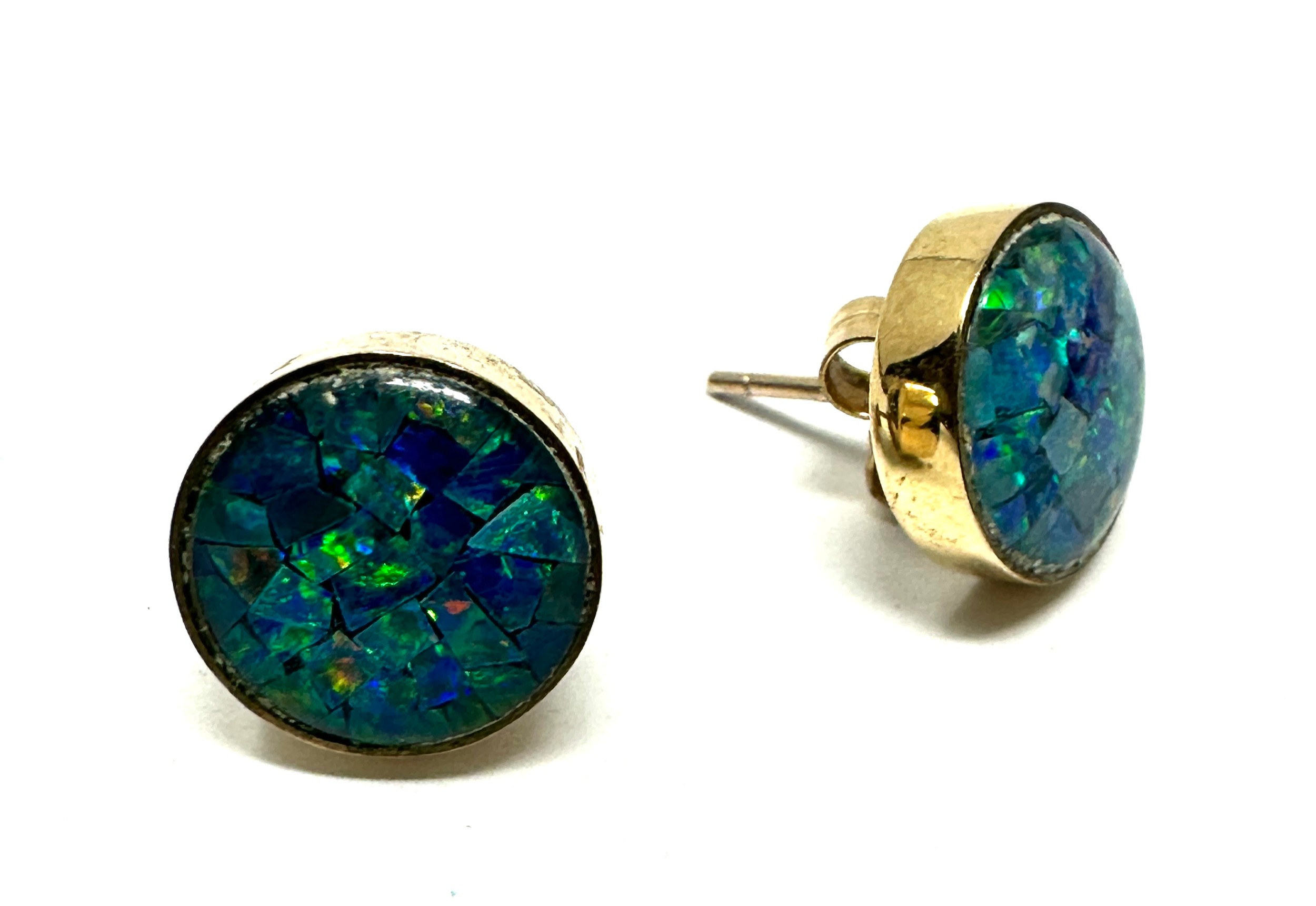 9ct gold opal triplet stud earrings (2.7g) - Bild 2 aus 2