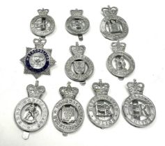 10 vintage police cap badges