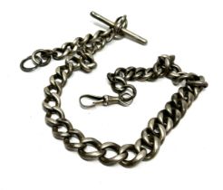 Silver antique watch chain with dog clip (111g)