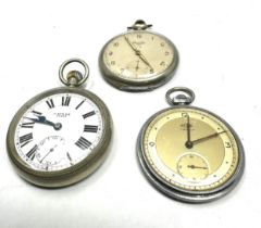 3 Antique open face nickel cased pocket watches inc lacorda meda & h.stone the watches are ticking