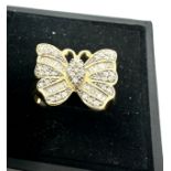 9ct gold diamond butterfly dress ring (2.6g)