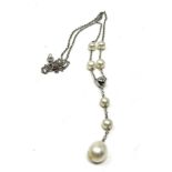 9ct white gold cultured pearl necklace (3.5g)