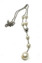 9ct white gold cultured pearl necklace (3.5g)