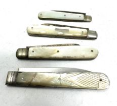 4 x .925 sterling mop fruit knives