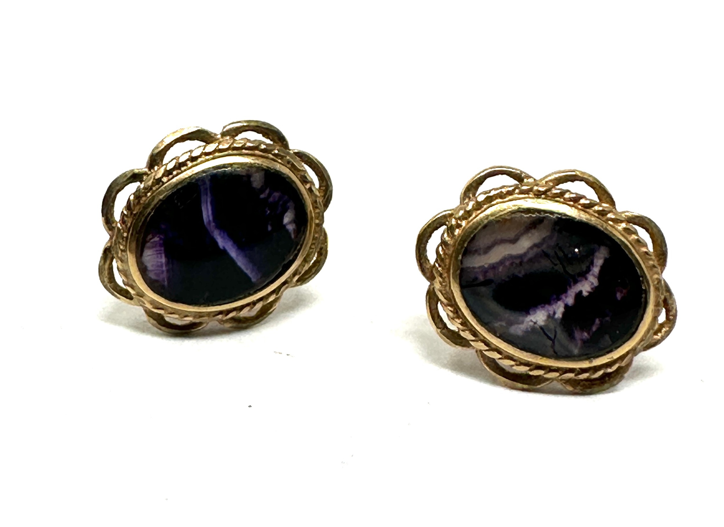 9ct gold blue john stud earrings (1.6g)