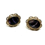 9ct gold blue john stud earrings (1.6g)