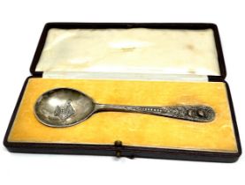 Boxed silver Tiffany & Co presentation spoon measures approx 17cm long weight 58 g in original