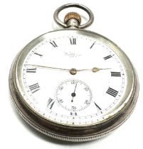 Antique open face silver waltham Bond st pocket watch the watch is ticking dennison silver case