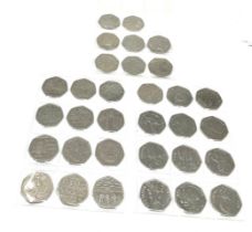 selection of 32 collectable 50p coins