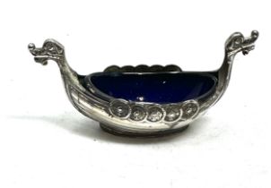 .925 sterling norway novelty viking long boat condiment dish