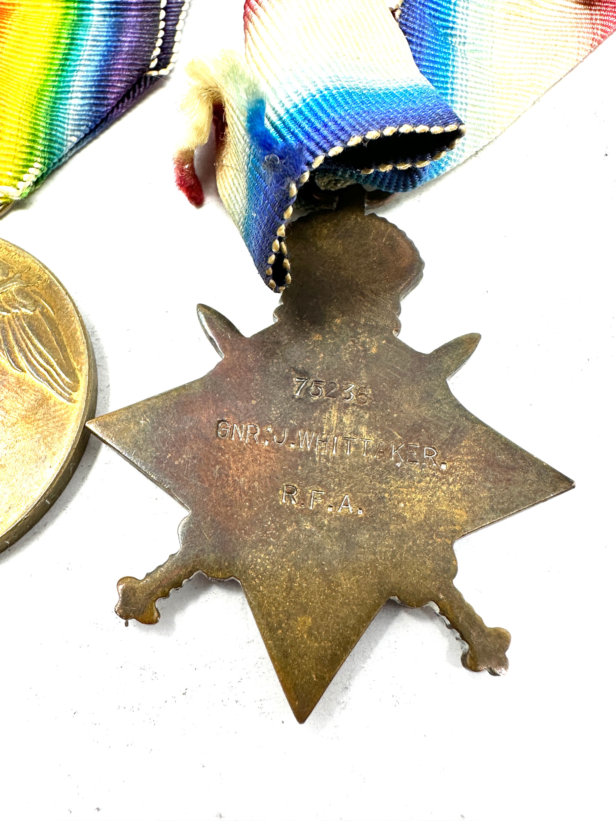 WW1 1914 Morning Star Trio I.G.S Medal Group named 75236 gbr bdr j whittaker r.f.a-ra - Bild 4 aus 5
