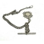 Silver antique watch chain with fob (47g)