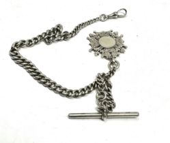 Silver antique watch chain with fob (47g)