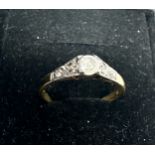 18ct gold & platinum old cut diamond solitaire vintage ring (1.9g)