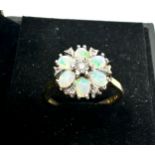 9ct gold opal & diamond cluster ring (2.2g)