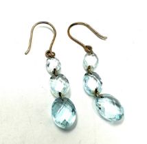 9ct gold blue topaz drop earrings (2.2g)