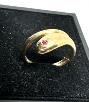 9ct gold ruby snake ring (2.2g)