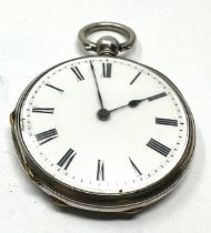 Antique silver open face fob watch the watch is ticking