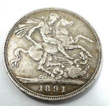 silver 1891 victorian crown