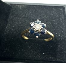 18ct gold diamond & sapphire ring weight 2g