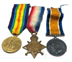 WW1 1914-15 Star Trio & Original Ribbons inc. Named 3165 Pte J.G. Martin 17th london reg