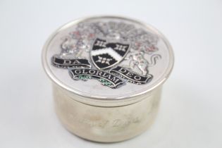 .925 sterling family coat of arms pill / trinket box w/ personal engraving