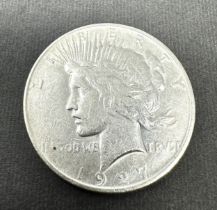 silver 1927 peace dollar