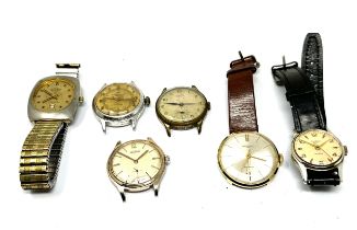 Selection of 6 vintage gents wristwatches inc ingersoll ancre buler all untested