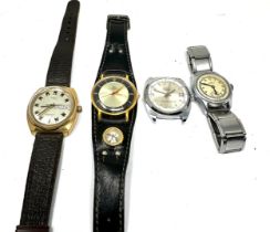 Selection of 4 vintage gents wrist watches inc tegrov sekonda swiss watch comp & accurist all