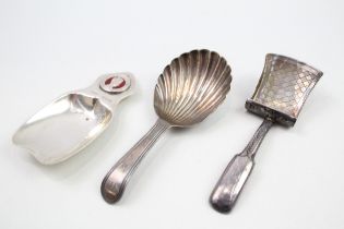 3 x .925 sterling caddy spoons inc georgian etc