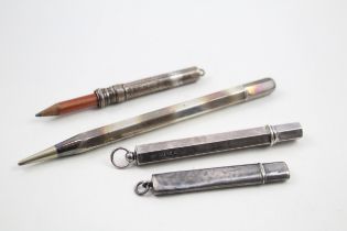 4 x .925 sterling pencils inc propelling, antique etc