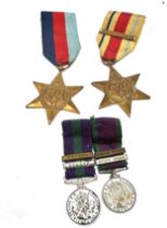 2 ww2 stars inc africa star & bar & 2 miniature g.s.m medals