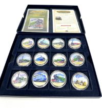 boxed set of the celebration of steam locomotives picture 50 pence coins with c.o.a