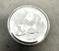 2007 China 10 YUAN Panda Silver Coin 1oz 999 silver in capsule