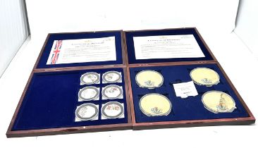 2 boxed picture coin sets gardens of great britain with c.o.a & scotland the brave with c.o.a