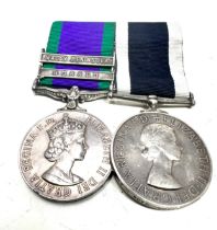 ER.II Royal Navy Mounted Medal Pair inc. C.S.M Borneo Malay Peninsulalong evice named 068768 m. soto