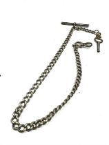 Antique silver albert pocket watch chain & key weight 35g