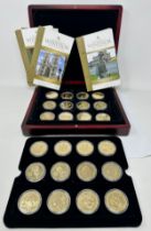 The Royal House Of Windsor Gold Plated Coin Collection Boxed coa x24 +Coa
