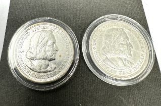 2 x 1893 Columbian Exposition Silver Half Dollars in capsules