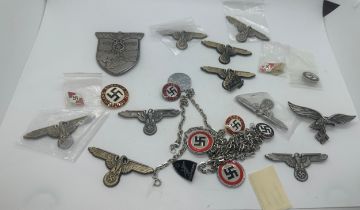 Selection of German WW2 badges, mostly replica