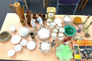 Selection of collectables to include part tea services, bisque figures, retro part coffee set,