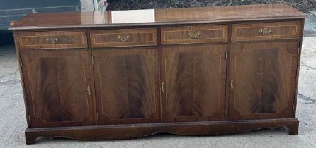 Mahogany 4 drawer, 4 door sideboard, approximate measurements: Length 71 inches, Depth 18 inches,