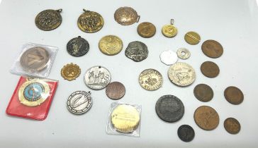 Selection of foreign medallions / coins etc