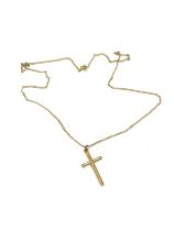 Hallmarked 9ct gold chain and cross pendant, approximate length of chain 48cm, overall approximate