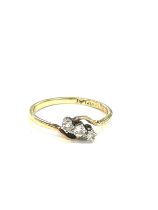 Ladies hallmarked 18ct and diamond ring, ring size N , approximate total weight: 2g