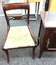 3 mahogany chairs and a pot cupboard