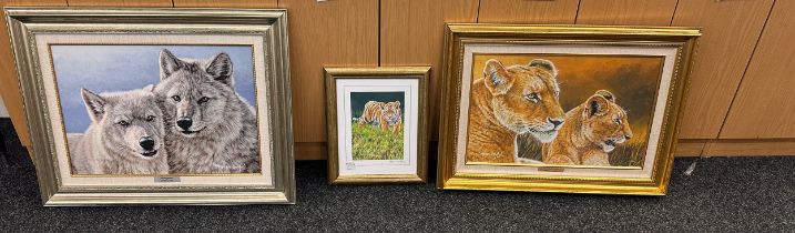 Three framed prints by Stephen Gayford Arctic spirits, Mother favorite largest measures 25 inches by